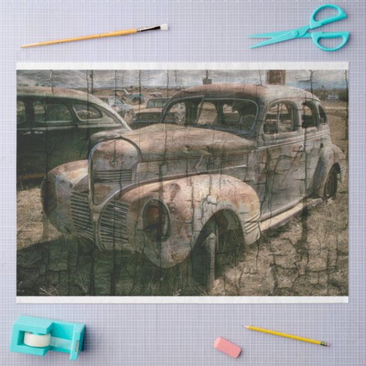 Rusty Retro Car  20x30-decoupage Tissuepapier (Craft)