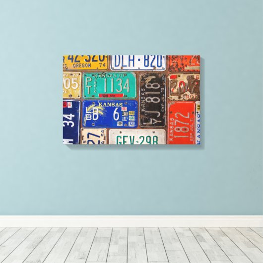 Rusty Retro Licentie bord Collage Canvas Afdruk (Insitu (Houten vloer))