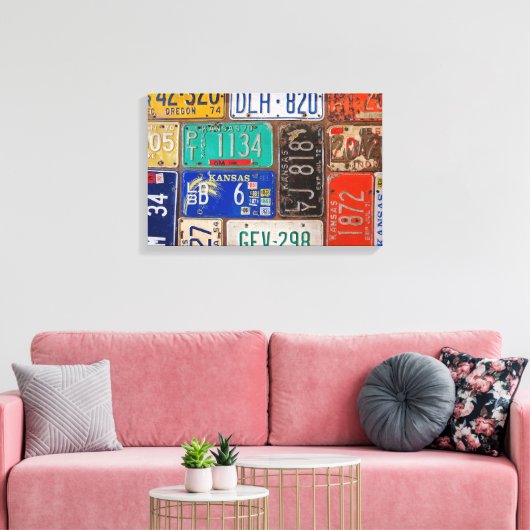 Rusty Retro Licentie bord Collage Canvas Afdruk (Insitu (Woonkamer))