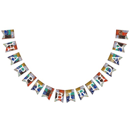 Rusty Retro Licentie Bord Verjaardag Vlaggetjes (Alle)