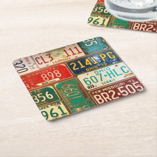 Rusty Retro Licentie Borden Kartonnen Onderzetters (Schuin)