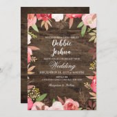 Rusty Roos Rustic Country Huwelijksuitnodiging Kaart (Voorkant / Achterkant)
