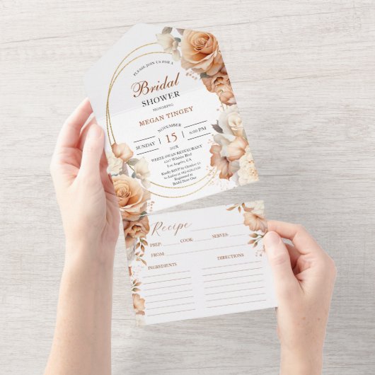 Rusty Rozen Vrijgezellenfeest Recept All In One Uitnodiging (Afscheurbaar)