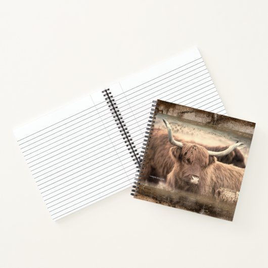 Rusty Scottish Highlander Notebook Journal Notitieboek (Binnen)
