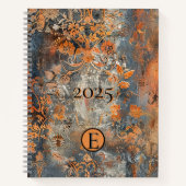 Rusty Sinaasappel Gestegen Bloemspiraal Notitieboe Notitieboek (Voorkant)