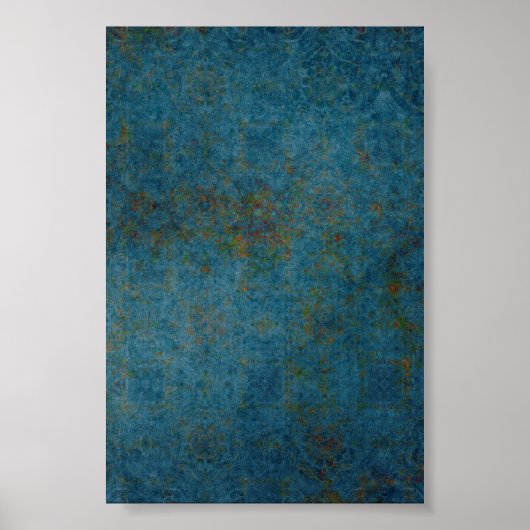 Rusty Spots Blue Pattern Achtergrond Poster (Voorkant)