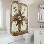 Rusty star and berries, Faith in wood lijst Douchegordijn (In situ)