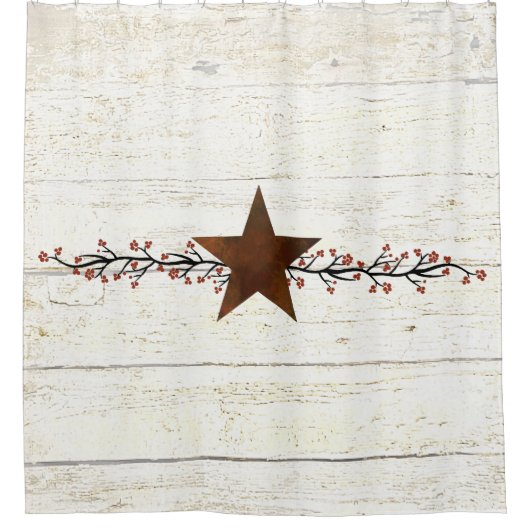 Rusty star en bessen douchegordijn (Voorkant)