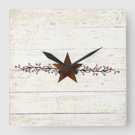 Rusty star en bessen vierkante klok (Voorkant)
