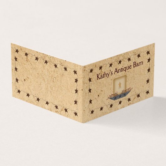 Rusty Stars & Candle Folded Visitekaartje (Buitenkant)