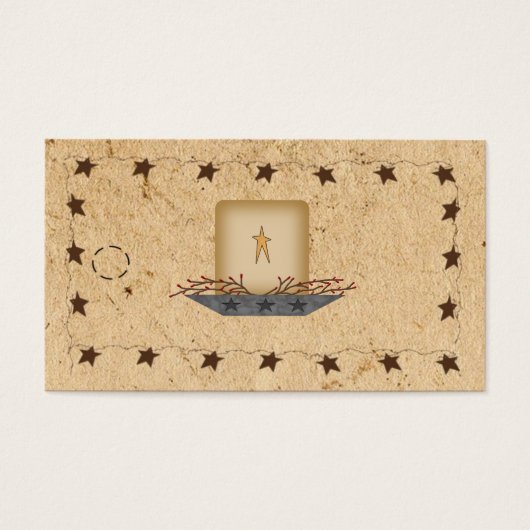Rusty Stars & Candle Hang Label Visitekaartje (Voorkant)