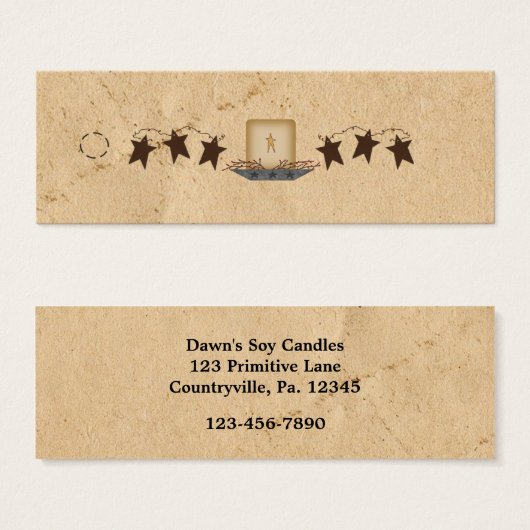 Rusty Stars & Candle Skinny Hang Label Mini Visitekaartjes (Voorkant /achterkant)