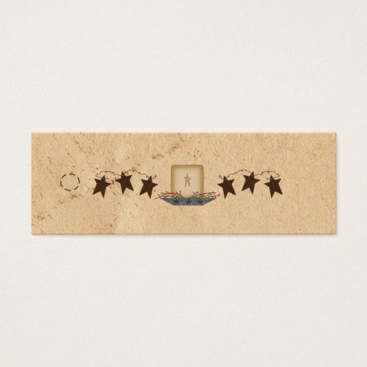 Rusty Stars & Candle Skinny Hang Label Mini Visitekaartjes (Voorkant)