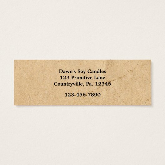 Rusty Stars & Candle Skinny Hang Label Mini Visitekaartjes (Achterkant)