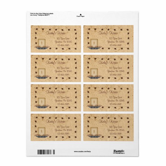 Rusty Stars en kaarslabel Etiket (Full Sheet)