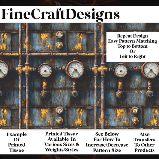 Rusty Steampunk Loodgieterspatroon BM8 Decoupage Tissuepapier