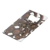 Rusty Steampunk Metal Gears Creditkaart Flessenopener (Achterkant Gekanteld)