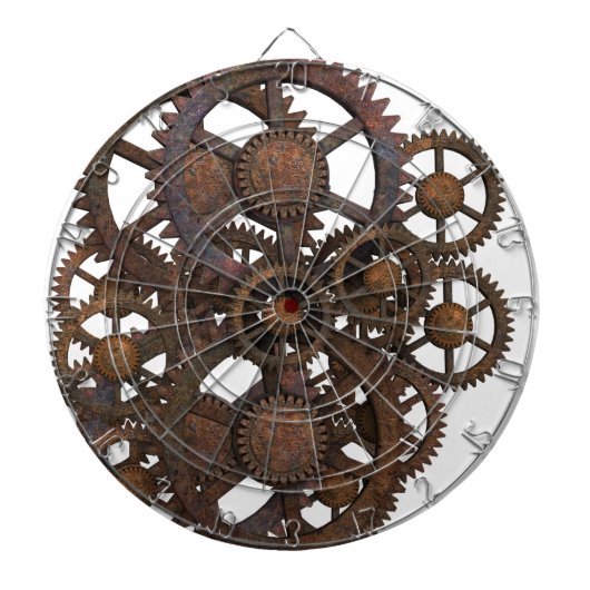 Rusty Steampunk Metal Gears Dartbord (Voorkant)