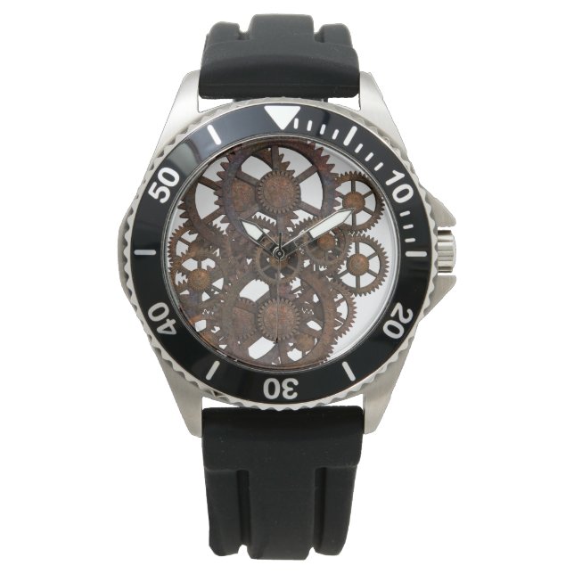 Rusty Steampunk Metal Gears Horloge (Voorkant)