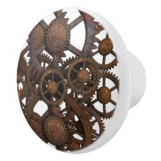 Rusty Steampunk Metal Gears Keramische Knop (Rechts)