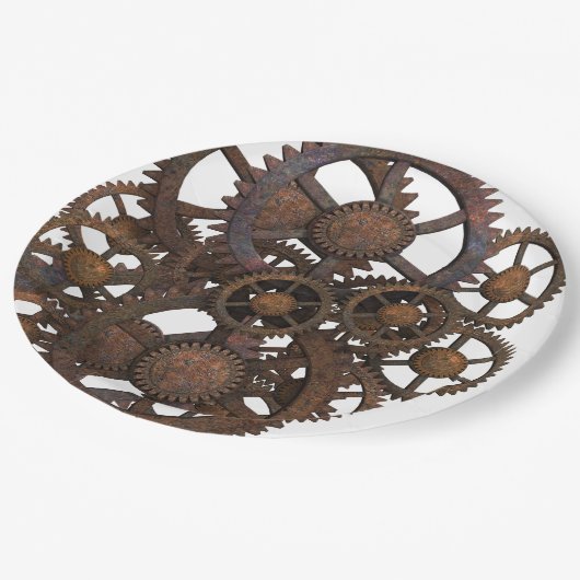 Rusty Steampunk Metal Gears Papieren Bordje (Gekanteld)