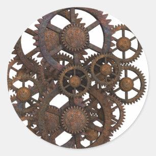 Rusty Steampunk Metal Gears Ronde Sticker