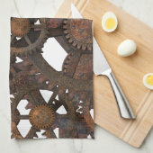 Rusty Steampunk Metal Gears Theedoek (Quarter Fold)