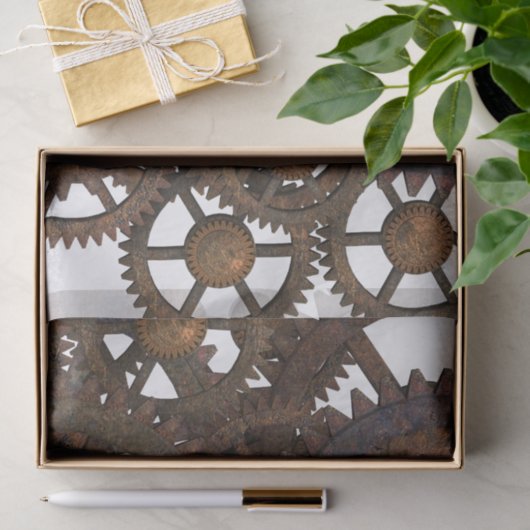 Rusty Steampunk Metal Gears Tissuepapier (Geschenk)