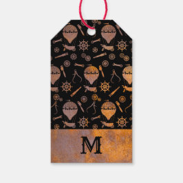 Rusty Steampunk Monogram Cadeaulabel