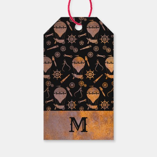 Rusty Steampunk Monogram Cadeaulabel (Voorkant)