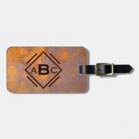 Rusty Steel Monogram Bagagelabel (Voorkant horizontaal)