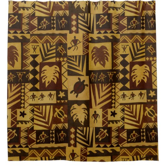 Rusty Tapa Hawaiian Petroglyph Shower Curtain Douchegordijn (Voorkant)