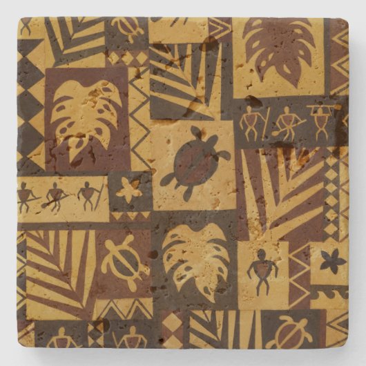 Rusty Tapa Hawaiian Petroglyph Stone Onderzetter (Voorkant)