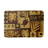 Rusty Tapa Hawaiian Petroglyph Warrior Bath Mat (Voorkant)