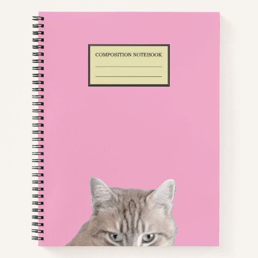Rusty The Cat Peeking Roze Spiraal Notitieboek (Voorkant)