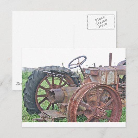 Rusty Tractor Briefkaart (Voorkant / Achterkant)