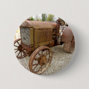 Rusty tractor ronde button 5,7 cm