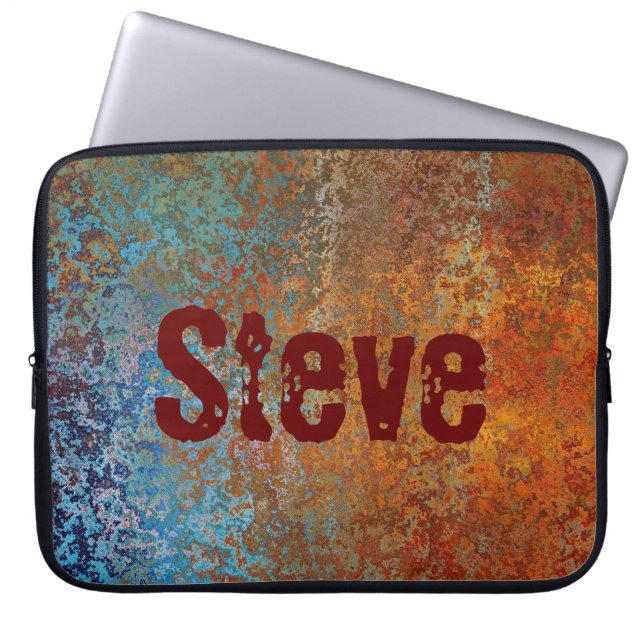 Rusty, Verdigris, Grunge Steampunk Laptop Sleeve (Voorkant)