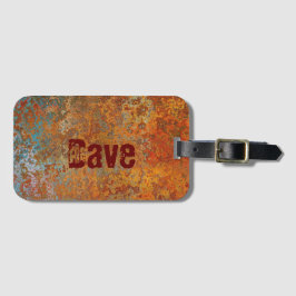 Rusty, Verdigris, Grunge Steampunk Personalized L Bagagelabel