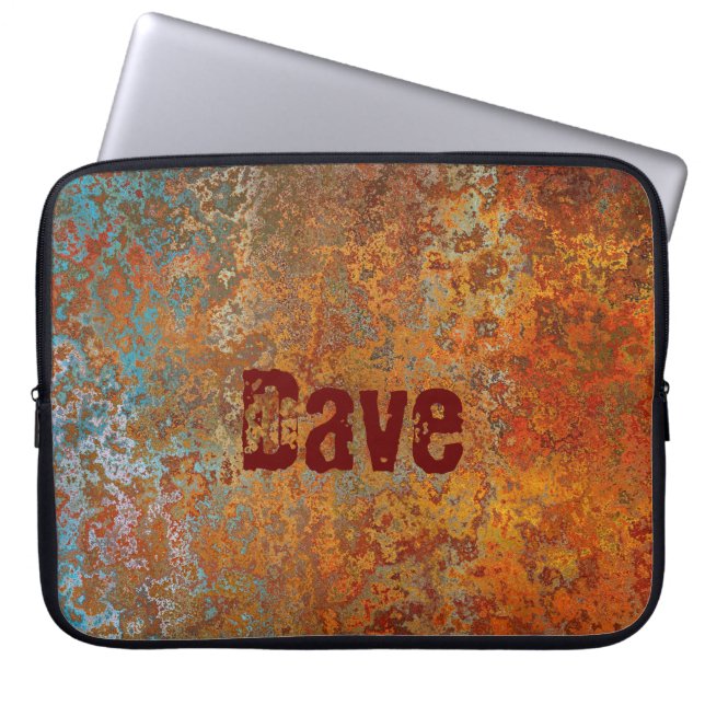 Rusty, Verdigris, Grunge Steampunk Personalized L Laptop Sleeve (Voorkant)