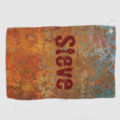 Rusty, Verdigris, Grunge Steampunk Persoonlijk Golfhanddoek (Horizontaal)