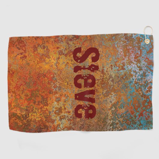 Rusty, Verdigris, Grunge Steampunk Persoonlijk Golfhanddoek (Horizontaal)