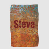 Rusty, Verdigris, Grunge Steampunk Persoonlijk Golfhanddoek (Voorkant)