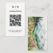 Rusty Wildflower & Mountain Online RSVP QR Code Informatiekaartje (Voorkant / Achterkant)