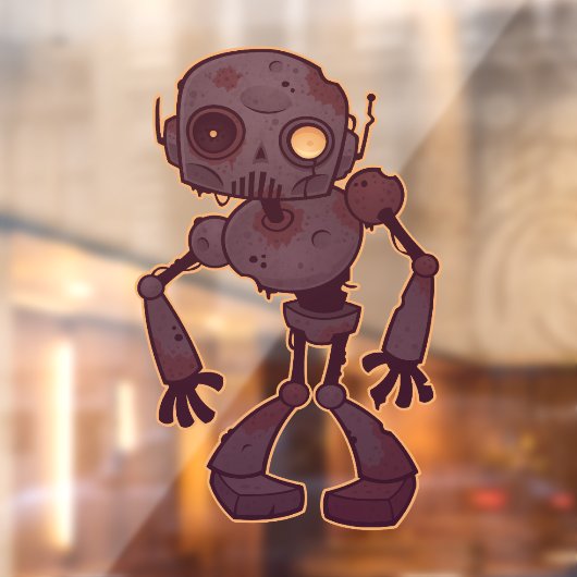 Rusty Zombie Robot Raamsticker (Vel 2)