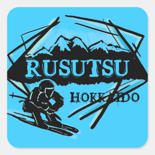Rusutsu Hokkaido Japan blauw ski logo stickers (Voorkant)