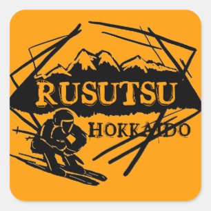 Rusutsu Hokkaido Japan oranje ski-logo stickers