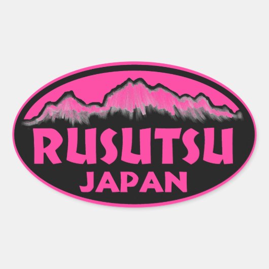 Rusutsu Japan roze ovale stickers (Voorkant)