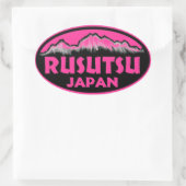 Rusutsu Japan roze ovale stickers (Tas)