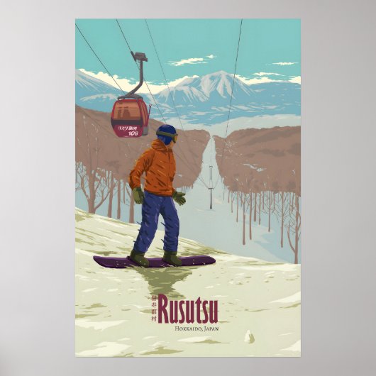 Rusutsu Japan Sneeuwboarden Reisposter Poster (Voorkant)